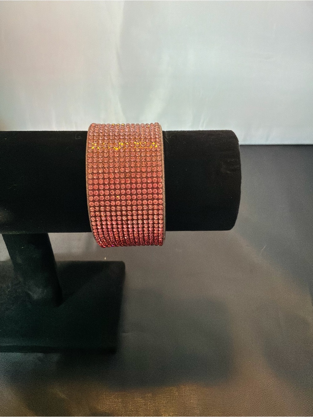 Pink Crystal Wide Cuff Bracelet - Unbranded